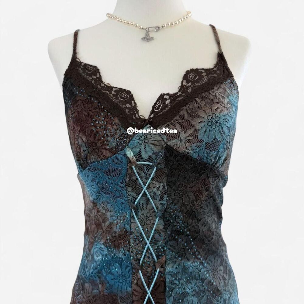 RARE Vintage Y2K L.A. Kitty lace-up slip dress